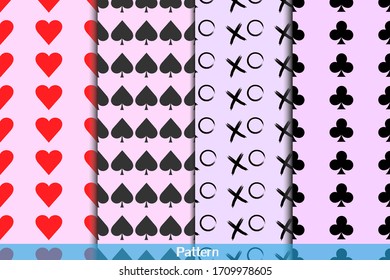 Seamless Patterns poker cards and  tic-tac-toe