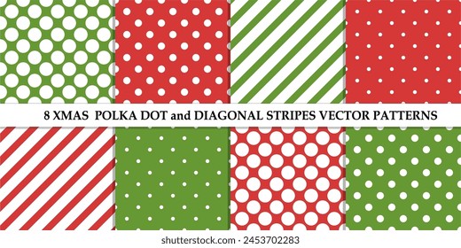 seamless patterns with polka dot and diagonal stripes patterns for textile paper creative art decor design 