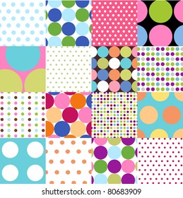 seamless patterns, polka dot set