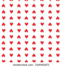 Seamless patterns of red hearts
