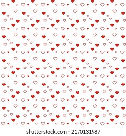 Seamless patterns with red hearts. Seamless backgruod with hearts. Valentine Day. Vector romantic backgroud. Seamless pattern with hand drawn hearts on white background. Love.  EPS 10