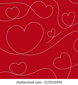 Seamless patterns with red hearts. Seamless backgruod with hearts. Valentine Day. Vector romantic backgroud. Seamless pattern with hand drawn hearts on white background. Love.  EPS 10