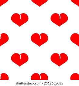 Seamless patterns of Red hearts cartoon doodle.