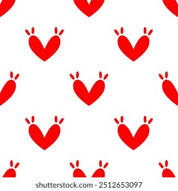 Patrones sin fisuras de corazones rojos de dibujos animados doodle.