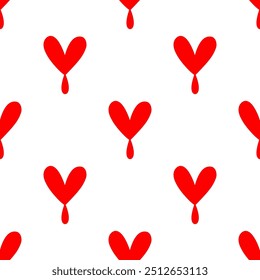 Seamless patterns of Red hearts cartoon doodle.