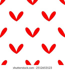 Seamless patterns of Red hearts cartoon doodle.