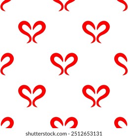 Seamless patterns of Red hearts cartoon doodle.