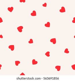 Seamless patterns with red hearts. Valentine's day background. Modern simple stylish repeating texture