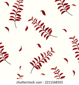 Seamless patterns with red leaves and petals. Magical minimal pattern can be used as textile, fabric, wallpaper, banner and other. Vector illustration.