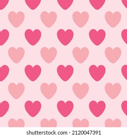 Seamless patterns with red and pink hearts. Seamless background with hearts. Valentine's Day. Gift wrap, printables, cloth, cute background for a card