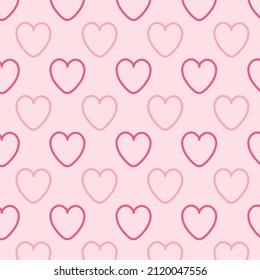 Seamless patterns with red and pink hearts. Seamless background with hearts. Valentine's Day. Gift wrap, printables, cloth, cute background for a card