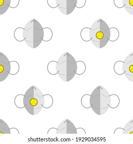 Seamless patterns. Respirator isolated on white. Vector illustration.