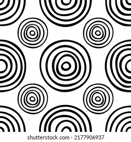 Seamless patterns. Rings of different sizes, hand made. Shades of gray.