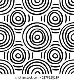 Seamless patterns. Rings of different sizes, hand made. Shades of gray.