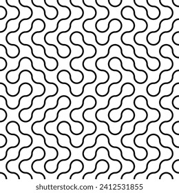 Seamless Patterns of rounded Irregular maze lines vector, abstract stripe repeating pattern.