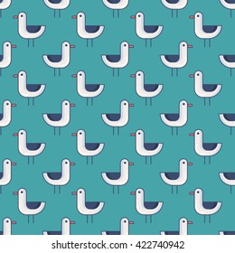 Seamless patterns with seagull. Tourism and summer objects and equipments. Can be used for wallpapers, web page backgrounds. For birthday, anniversary, party invitations, scrapbooking, T-shirt, cards.