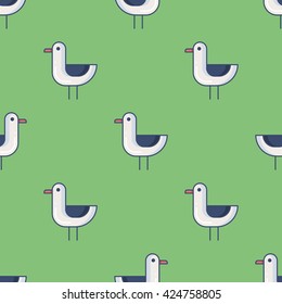 Seamless patterns with seagull. Tourism and summer objects and equipments. Can be used for wallpapers, web page backgrounds. For birthday, anniversary, party invitations, scrapbooking, T-shirt, cards.