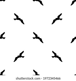 Seamless patterns. Seagulls isolated on white.