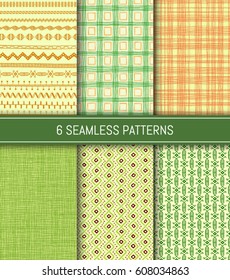 Seamless patterns set. Abstract backgrounds. Vector illustration.