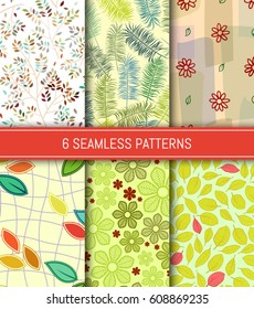 Seamless patterns set. Abstract backgrounds. Vector illustration.