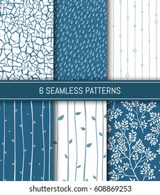 Seamless patterns set. Abstract backgrounds. Template for your design works. Vector illustration.