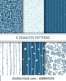Seamless patterns set. Abstract backgrounds. Vector illustration.