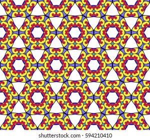 seamless patterns set, abstract floral geometric texture. Ornament for interior design, greeting cards, birthday or wedding invitations, paper print. Ethnic background in east style.