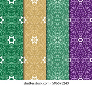 seamless patterns set, abstract floral geometric texture. Ornament for interior design, greeting cards, birthday or wedding invitations, paper print. Ethnic background in east style.
