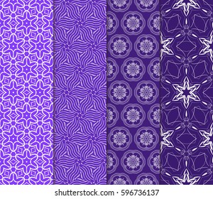 seamless patterns set, abstract floral geometric texture. Ornament for interior design, greeting cards, birthday or wedding invitations, paper print. Ethnic background in east style.