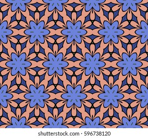 seamless patterns set, abstract floral geometric texture. Ornament for interior design, greeting cards, birthday or wedding invitations, paper print. Ethnic background in east style.