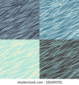 Seamless patterns set with abstract linear grunge texture. Vector illustration