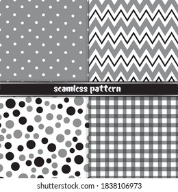 Seamless patterns set black and white