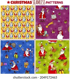 Nahtlose Muster mit Cartoon-Weihnachtsfiguren für Wrapper oder Papierpack