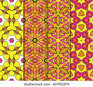 Seamless patterns set. Decorative ethnic color floral ornament. vector illustration. oriental design for print, wallpaper, decor, fabric, textile