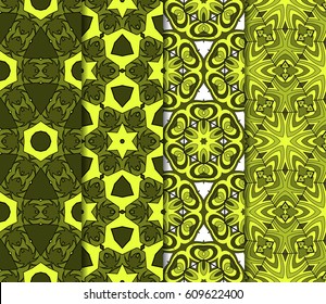 Seamless patterns set. Decorative ethnic color floral ornament. vector illustration. oriental design for print, wallpaper, decor, fabric, textile