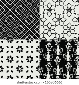 Seamless patterns set decorative ornament