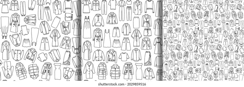 Seamless patterns set of Doodle Vector Womens Clothing