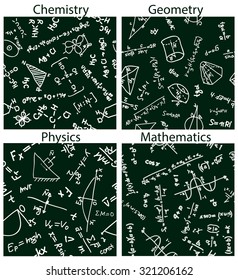 seamless patterns set with formulas on a school board