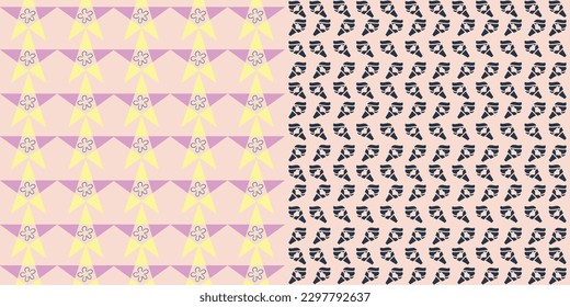 Seamless patterns set. Geometric colorful backgrounds for bedding, tablecloth, oilcloth or other textile design