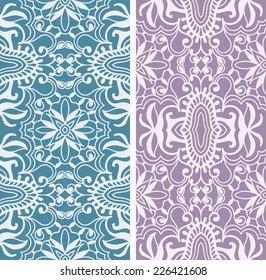 Seamless patterns set, geometric ornament, abstract lace texture, vector illustration