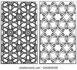 Seamless patterns set. Geometric ornaments. Abstract backgrounds. Vector illustration.
