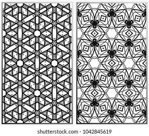 Seamless patterns set. Geometric ornaments. Abstract backgrounds. Vector illustration.