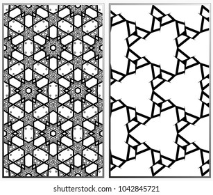 Seamless patterns set. Geometric ornaments. Abstract backgrounds. Vector illustration.