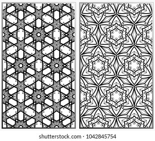 Seamless patterns set. Geometric ornaments. Abstract backgrounds. Vector illustration.