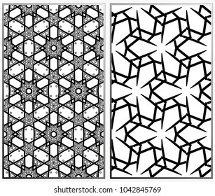 Seamless patterns set. Geometric ornaments. Abstract backgrounds. Vector illustration.