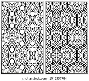 Seamless patterns set. Geometric ornaments. Abstract backgrounds. Vector illustration.