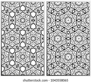 Seamless patterns set. Geometric ornaments. Abstract backgrounds. Vector illustration.