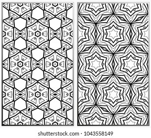 Seamless patterns set. Geometric ornaments. Abstract backgrounds. Vector illustration.