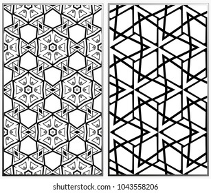 Seamless patterns set. Geometric ornaments. Abstract backgrounds. Vector illustration.