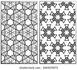 Seamless patterns set. Geometric ornaments. Abstract backgrounds. Vector illustration.